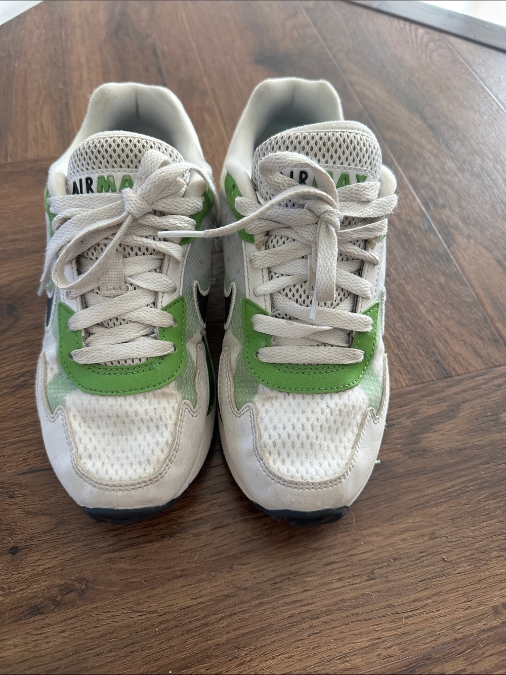 Nike Air Kids White and Green Athletic Sneakers